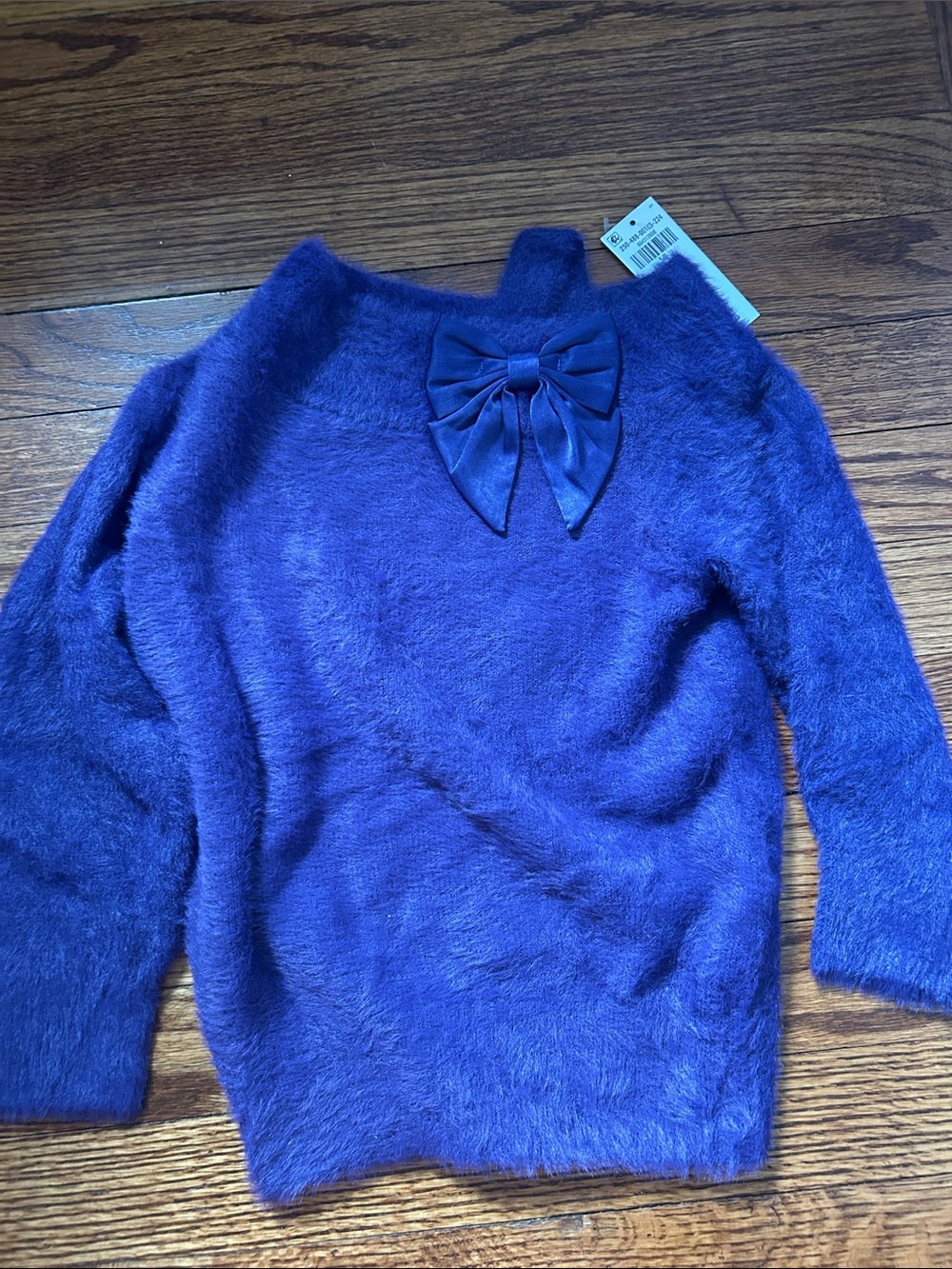 abercrombie kids Purple Fuzzy Sweater with Bow Accent